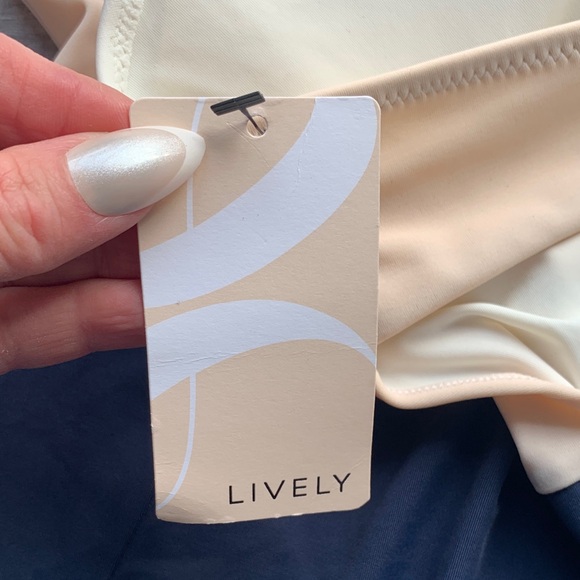 NWT Lively One Piece Swimsuit - Cream, Tan/Pinkish Peach and Navy, size XS. - Picture 3 of 9